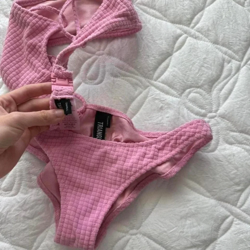 pink triangl bikini set